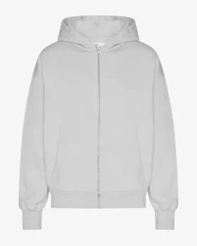 Sudadera con capucha oversize y cremallera de algodón orgánico - Gris descolorido
