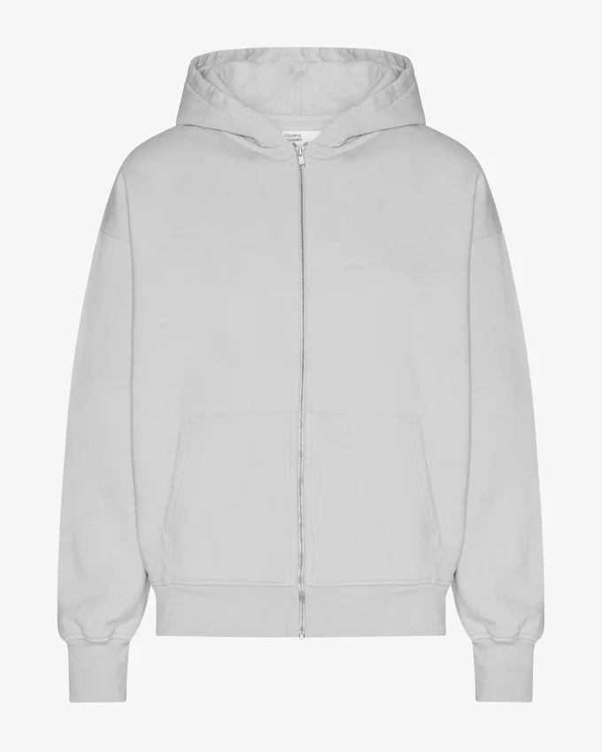 Sudadera con capucha oversize y cremallera de algodón orgánico - Gris descolorido