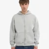 Sudadera con capucha oversize y cremallera de algodón orgánico - Gris descolorido
