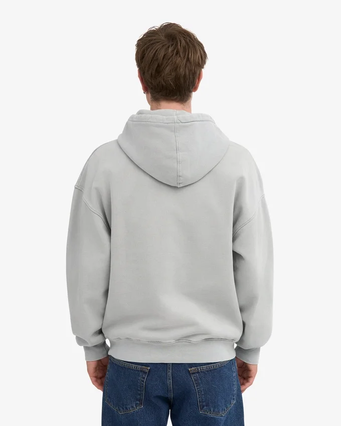 Sudadera con capucha oversize y cremallera de algodón orgánico - Gris descolorido