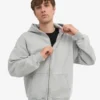 Sudadera con capucha oversize y cremallera de algodón orgánico - Gris descolorido