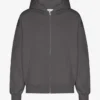 Sudadera con capucha oversize y cremallera de algodón orgánico - Gris lava