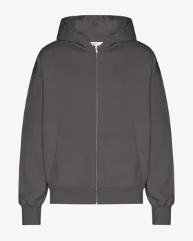 Sudadera con capucha oversize y cremallera de algodón orgánico - Gris lava