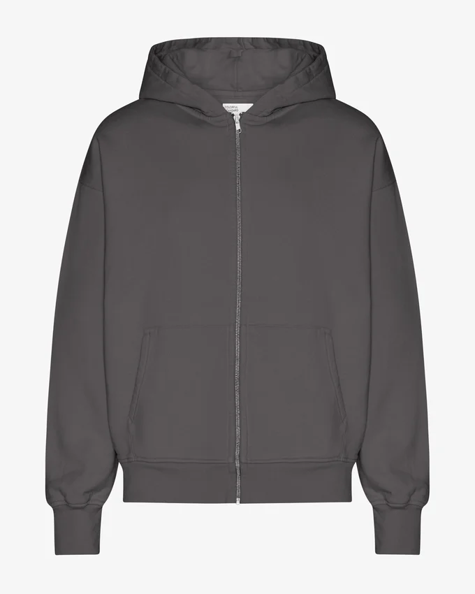 Sudadera con capucha oversize y cremallera de algodón orgánico - Gris lava