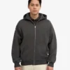 Sudadera con capucha oversize y cremallera de algodón orgánico - Gris lava