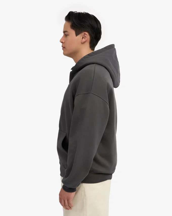 Sudadera con capucha oversize y cremallera de algodón orgánico - Gris lava