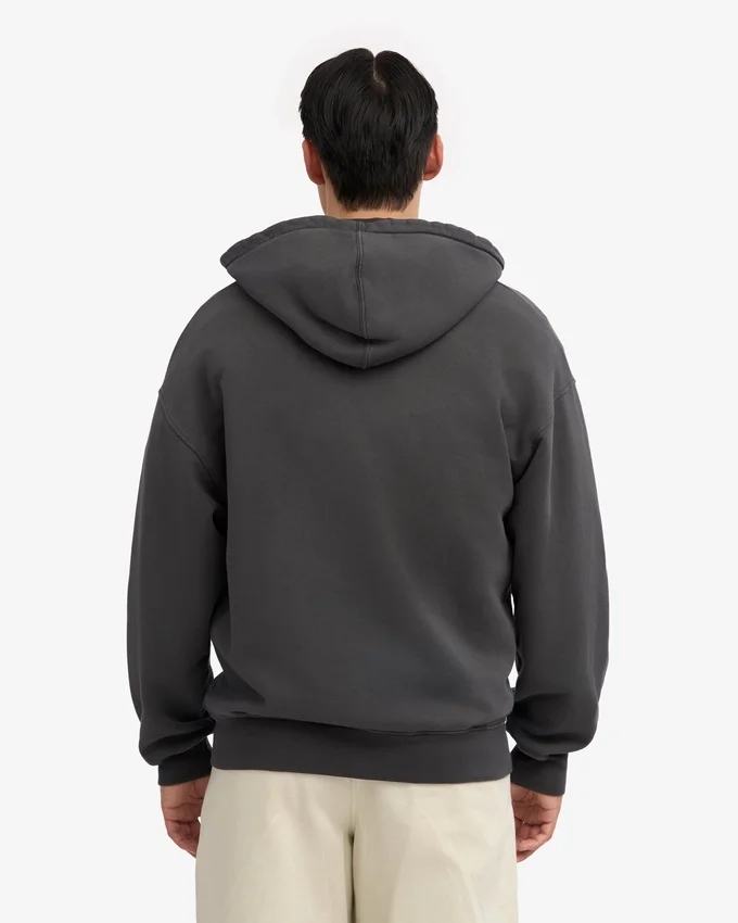 Sudadera con capucha oversize y cremallera de algodón orgánico - Gris lava