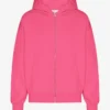 Sudadera con capucha oversize y cremallera de algodón orgánico - Rosa chicle