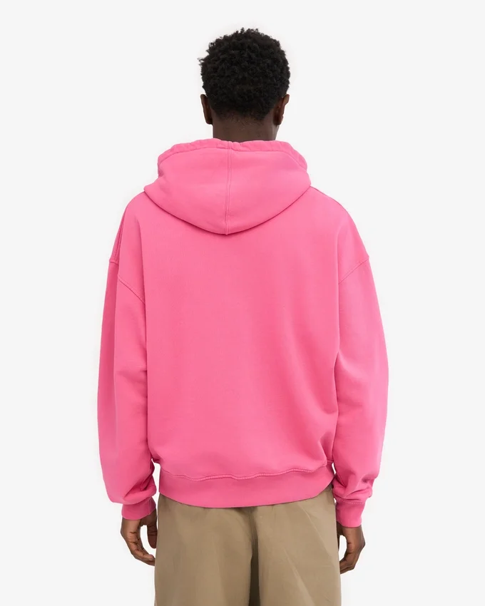 Sudadera con capucha oversize y cremallera de algodón orgánico - Rosa chicle