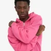Sudadera con capucha oversize y cremallera de algodón orgánico - Rosa chicle