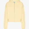 Sudadera con capucha y cremallera corta de algodón orgánico - Amarillo suave
