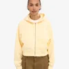 Sudadera con capucha y cremallera corta de algodón orgánico - Amarillo suave