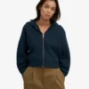Sudadera con capucha y cremallera corta de algodón orgánico - Azul marino