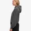 Sudadera con capucha y cremallera corta de algodón orgánico - Negro descolorido