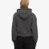 Sudadera con capucha y cremallera corta de algodón orgánico - Negro descolorido