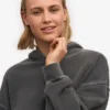 Sudadera con capucha y cremallera corta de algodón orgánico - Negro descolorido