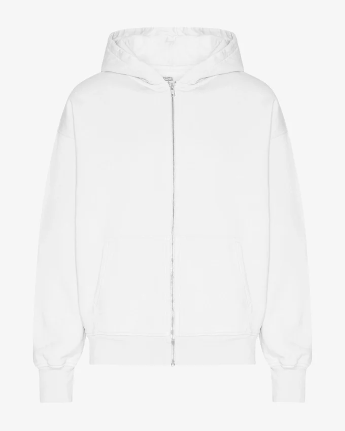 Sudadera con capucha y cremallera extragrande de algodón orgánico - Blanco óptico