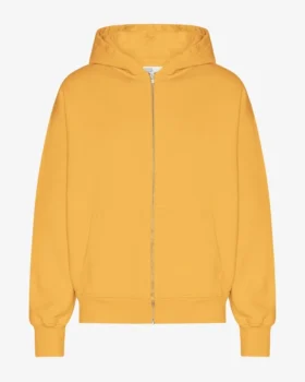 Sudadera con capucha y cremallera oversize de algodón orgánico - Amarillo quemado