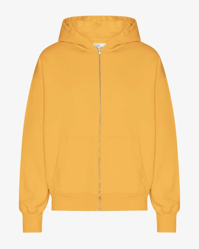 Sudadera con capucha y cremallera oversize de algodón orgánico - Amarillo quemado