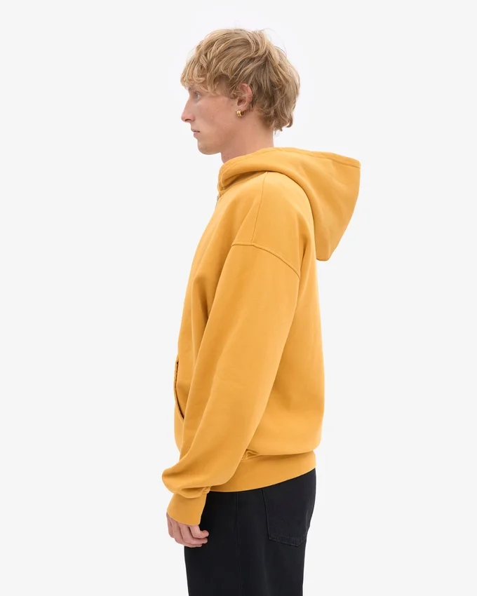 Sudadera con capucha y cremallera oversize de algodón orgánico - Amarillo quemado