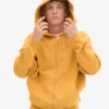 Sudadera con capucha y cremallera oversize de algodón orgánico - Amarillo quemado