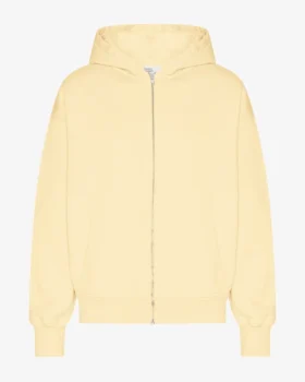 Sudadera con capucha y cremallera oversize de algodón orgánico - Amarillo suave