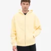 Sudadera con capucha y cremallera oversize de algodón orgánico - Amarillo suave