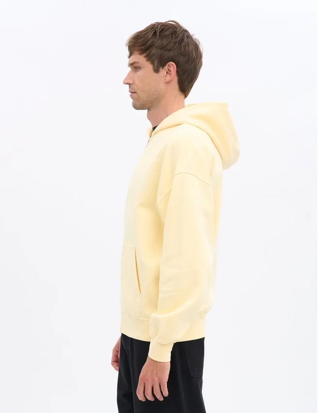 Sudadera con capucha y cremallera oversize de algodón orgánico - Amarillo suave