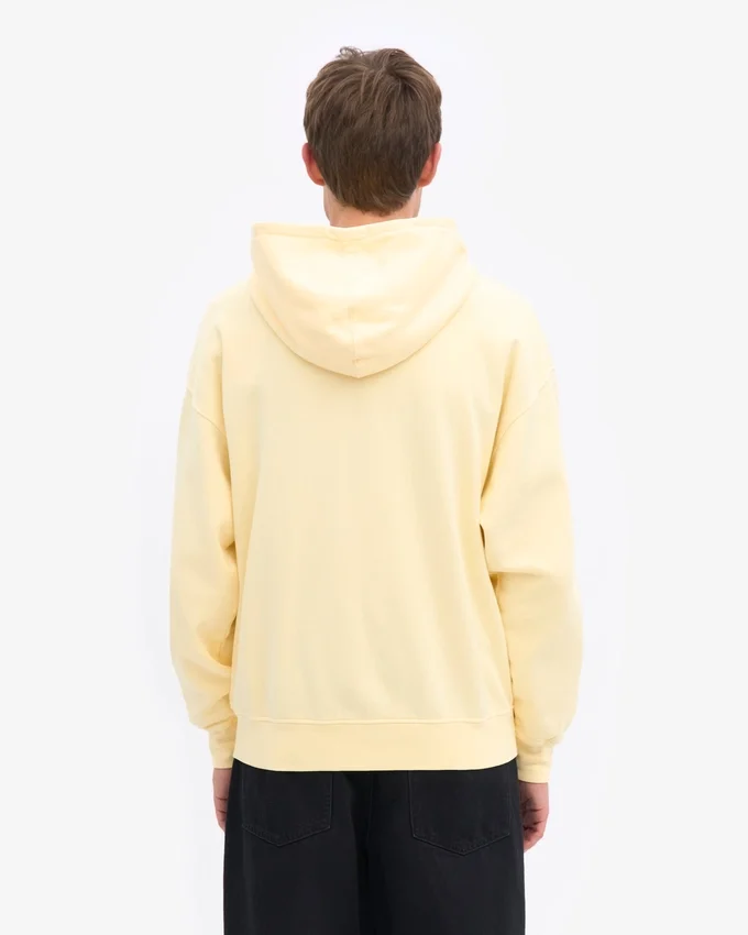 Sudadera con capucha y cremallera oversize de algodón orgánico - Amarillo suave