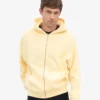Sudadera con capucha y cremallera oversize de algodón orgánico - Amarillo suave