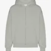 Sudadera con capucha y cremallera oversize de algodón orgánico - Azul acero
