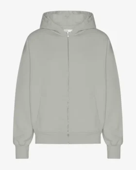 Sudadera con capucha y cremallera oversize de algodón orgánico - Azul acero