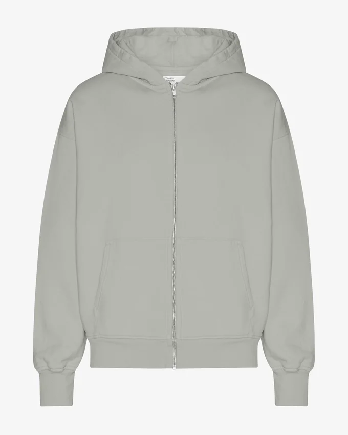 Sudadera con capucha y cremallera oversize de algodón orgánico - Azul acero