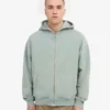 Sudadera con capucha y cremallera oversize de algodón orgánico - Azul acero