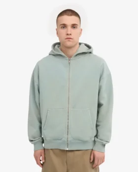 Sudadera con capucha y cremallera oversize de algodón orgánico – Azul acero