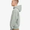 Sudadera con capucha y cremallera oversize de algodón orgánico - Azul acero