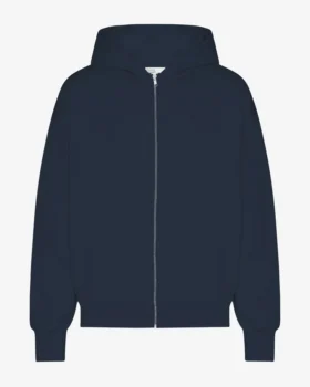 Sudadera con capucha y cremallera oversize de algodón orgánico - Azul marino
