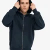 Sudadera con capucha y cremallera oversize de algodón orgánico - Azul marino