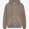 Sudadera con capucha y cremallera oversize de algodón orgánico - Caqui descolorido