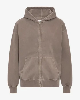 Sudadera con capucha y cremallera oversize de algodón orgánico - Caqui descolorido
