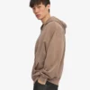 Sudadera con capucha y cremallera oversize de algodón orgánico - Caqui descolorido