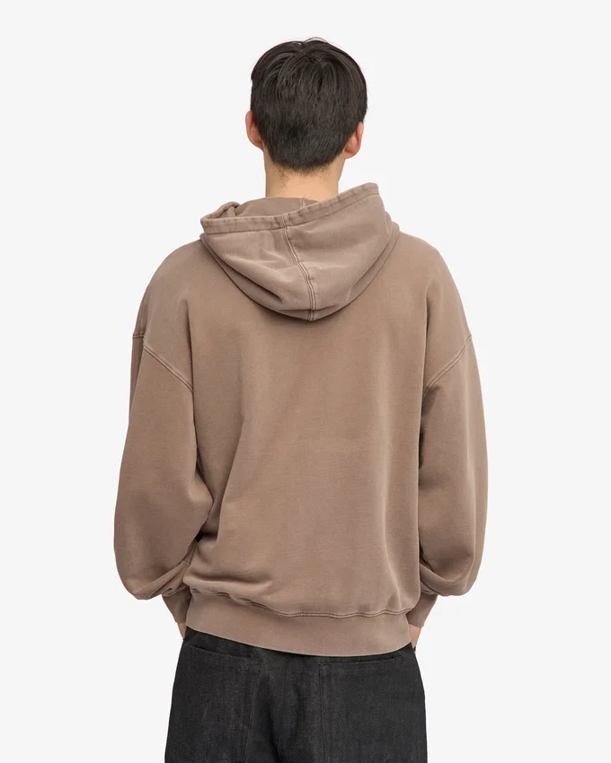 Sudadera con capucha y cremallera oversize de algodón orgánico - Caqui descolorido