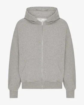 Sudadera con capucha y cremallera oversize de algodón orgánico - Gris jaspeado