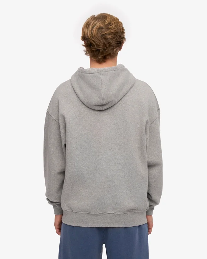 Sudadera con capucha y cremallera oversize de algodón orgánico - Gris jaspeado