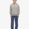 Sudadera con capucha y cremallera oversize de algodón orgánico - Gris jaspeado