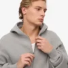 Sudadera con capucha y cremallera oversize de algodón orgánico - Gris jaspeado