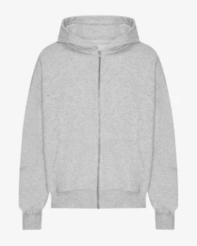 Sudadera con capucha y cremallera oversize de algodón orgánico - Mezcla de nieve