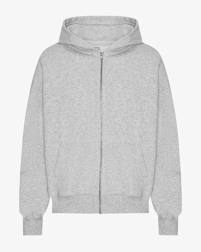 Sudadera con capucha y cremallera oversize de algodón orgánico - Mezcla de nieve