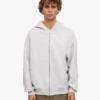 Sudadera con capucha y cremallera oversize de algodón orgánico - Mezcla de nieve