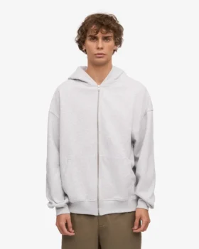 Sudadera con capucha y cremallera oversize de algodón orgánico – Mezcla de nieve